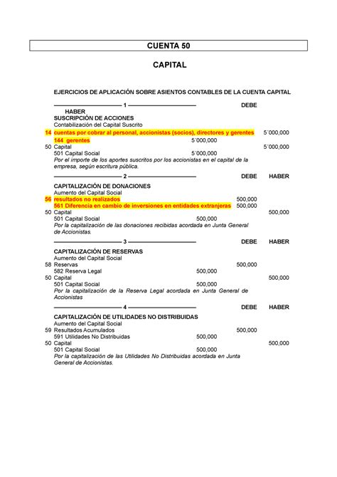 Caso Practica Calific Cuenta Capital Ejercicios De Aplicaci N