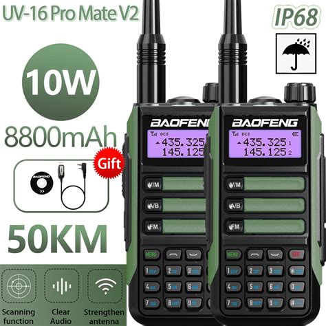 2PACK BaoFeng UV-16 PRO Mate V2 Professional Walkie Talkie UV16 50KM ...