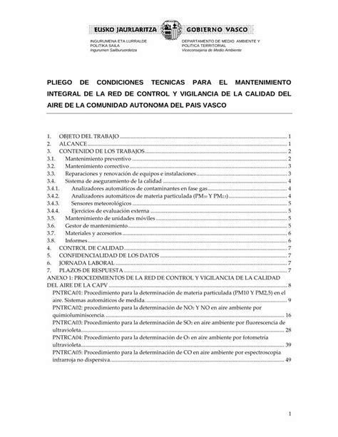 PDF PLIEGO DE CONDICIONES TECNICAS PARA EL MANTENIMIENTO