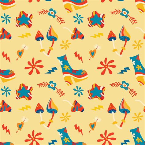 Vector seamless patterns, groovy hippie backgrounds, Retro 70s