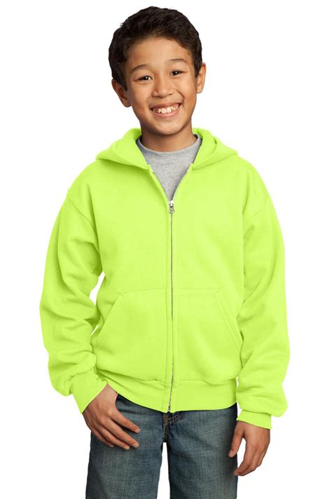 Port & Company® - Youth Core Fleece Full-Zip Hooded Sweatshirt - Heat Transfer Warehouse