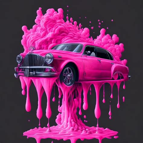 Gr Fico De Vector De Coche Rosa Barbie Goteo De Limo Foto Premium