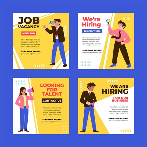 We Are Hiring Job Vacancy Social Media Post Template Vector