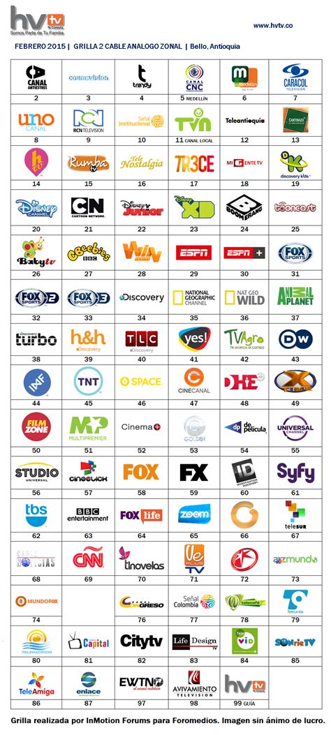 Grilla De Canales Hv Televisi N Colombia Febrero De