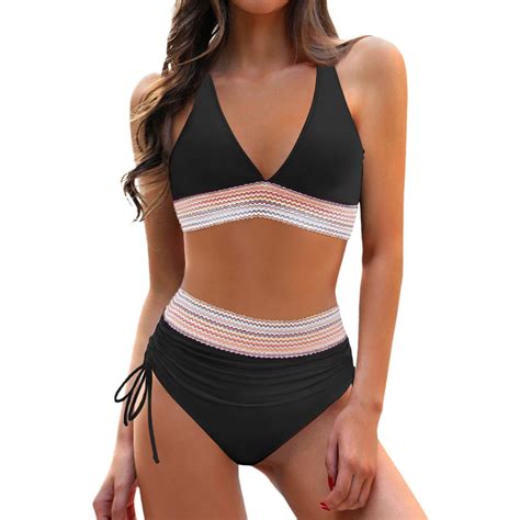 KDFJPTH Swimsuit For Women 2024 Tummy Control High Waisted Bikini Sets