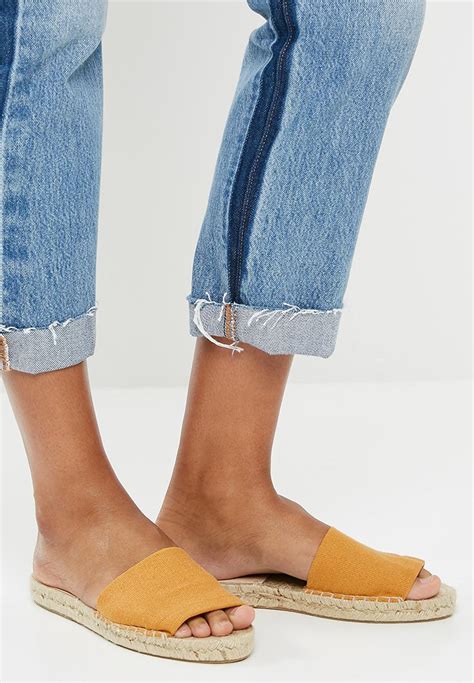 Espadrille Basic Slide Mustard Espadril Sandals And Flip Flops