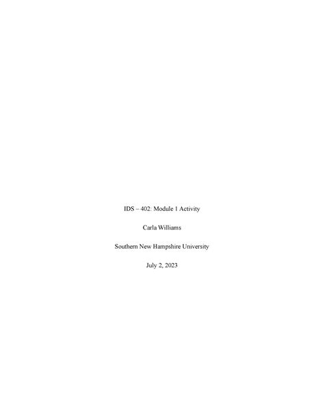 IDS 402 Module One Activity Revised IDS 402 Module 1 Activity