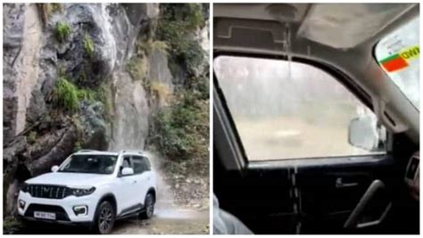 Viral Video Mahindra Scorpio Ns Sunroof Leaks Under Waterfall