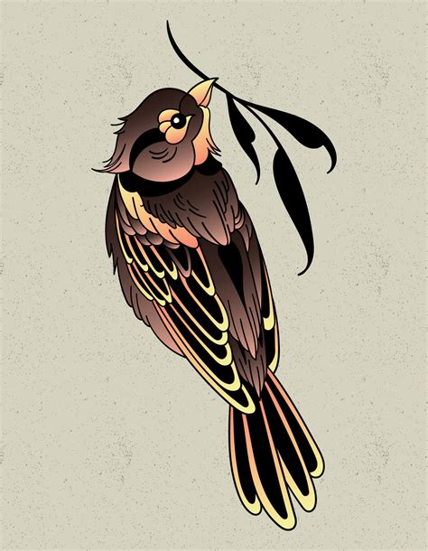 bird sparrow art tattoo 8031545 Vector Art at Vecteezy