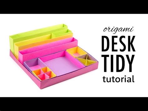 Free Video Origami Desk Organizer Boxes Tutorial Diy Paper Kawaii