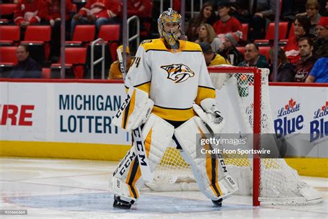 Nashville Predators Goalie Juuse Saros Of Finland Looks On During A