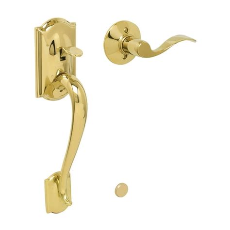 Schlage Fe285 Cam Acc Lh Camelot Lower Handleset For Schlage Deadbolts Brass