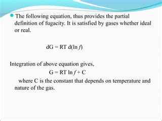 Fugacity Fugacity Coefficient Ppt