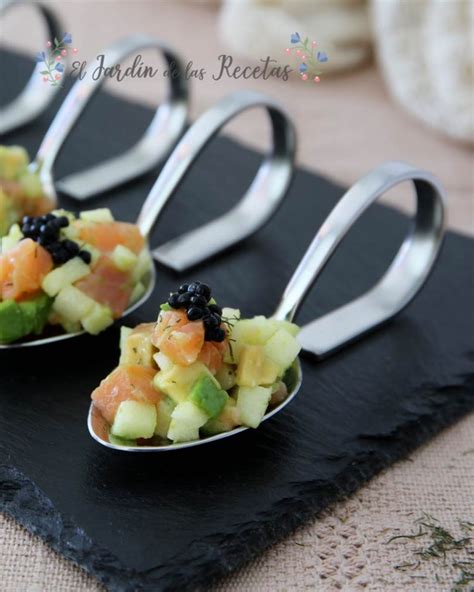 Tartar de salmón con aguacate y manzana receta fácil