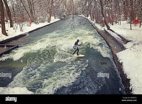 Munich Germany February 5 2019 Munich Surfer Rides The