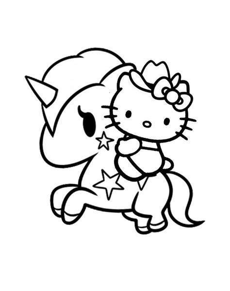 Unicorn Hello Kitty Coloring Pages And Coloring Book