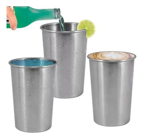 Vasos Acero Inoxidable Capacidad 600ml Paquete 3pz