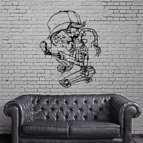 Wall Stickers Skeleton Skull Skateboard Extreme Sports Vinyl Decal Uni ...