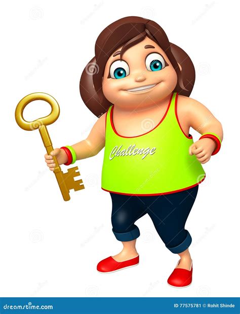 Kid Girl With Key Stock Illustration Illustration Of Character 77575781