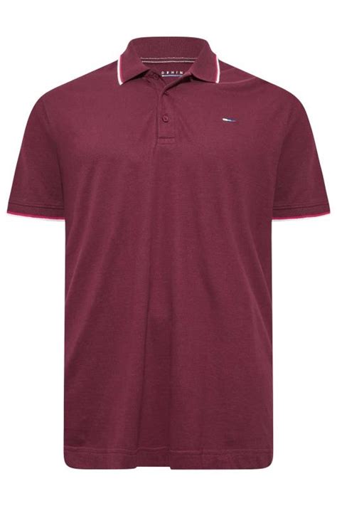 BadRhino Big Tall Dark Red Essential Tipped Polo Shirt BadRhino