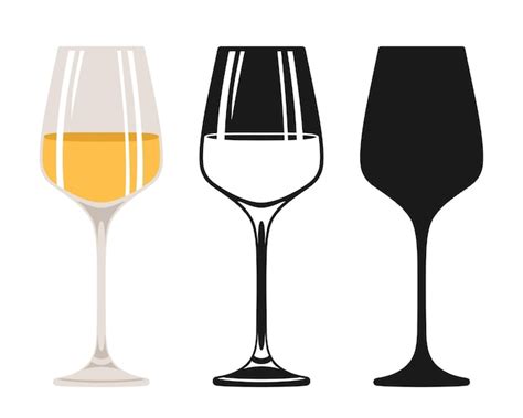 Wijnglas Teken Witte Wijn Set Glas Symbool Silhouet Pictogram Stempel