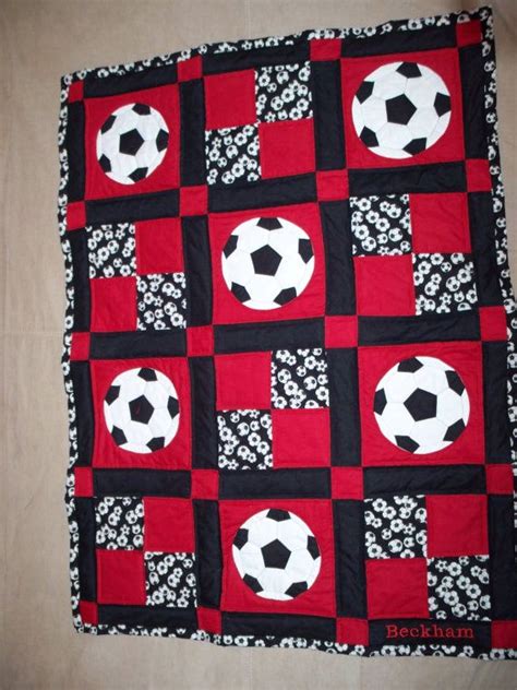 Red Black And White Soccer Quilt By Yoderbydesign On Etsy 7500