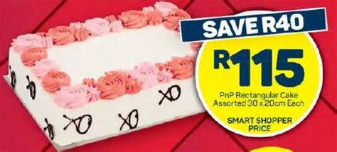 PnP Rectangular Cake Assorted 30 X 20cm Each Offer At Pick N Pay