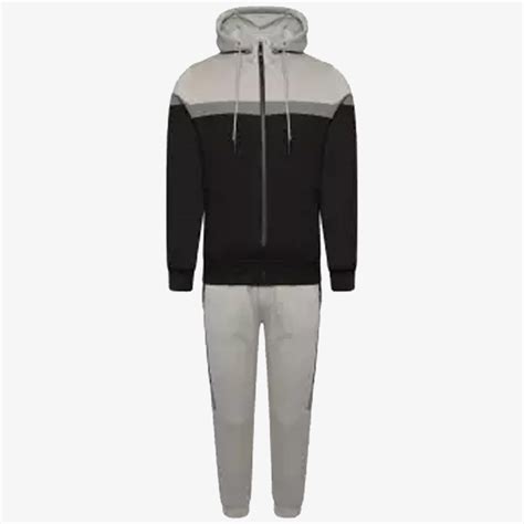Buy Mens Hooded Tracksuit Black Grey