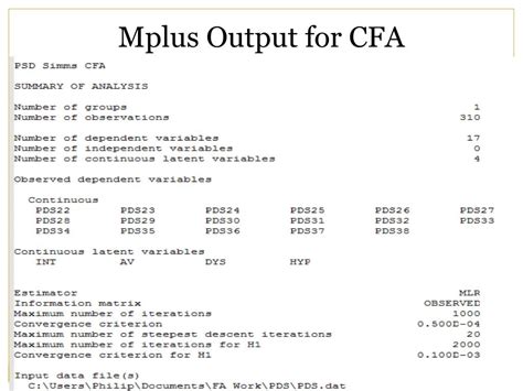 Ppt Confirmatory Factor Analysis In Mplus Powerpoint Presentation