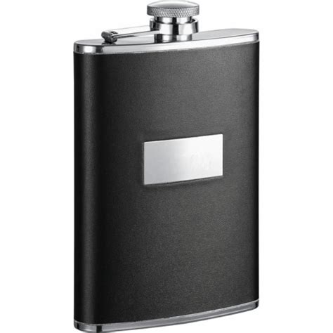 Ontario Black Leather Stainless Steel Hip Flask 8oz 1 Frys Food