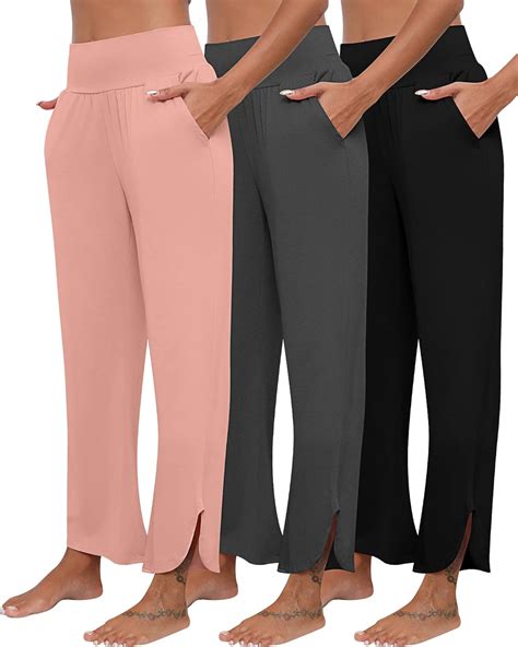 Amazon Neer 3 Pcs Women S Wide Leg Yoga Pant High Waisted Casual