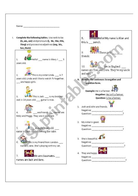 Pronouns And Verb To Be Worksheets Nbkomputer