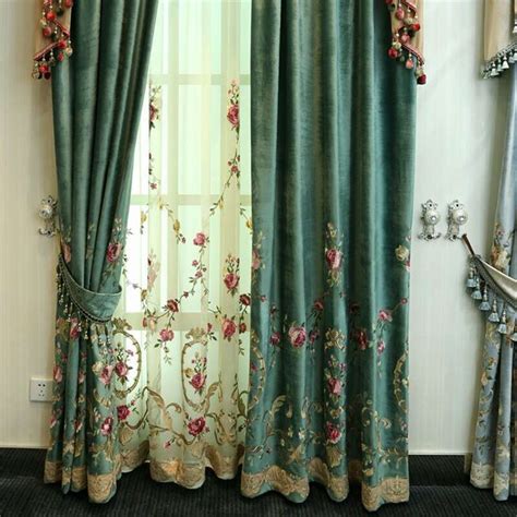 Rémy Luxury Green Velvet Embroidered Curtains | Discover Curtains ...