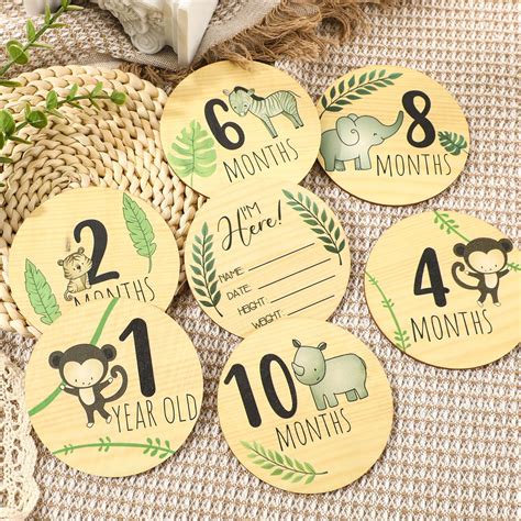 Amazon Wesiti Pcs Wooden Baby Milestone Cards With Linen Bag