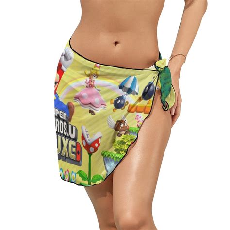 Super Mario Play Women S Sarong Cover Up Beach Wrap Summer Vacation Short Sheer Chiffon Bikini