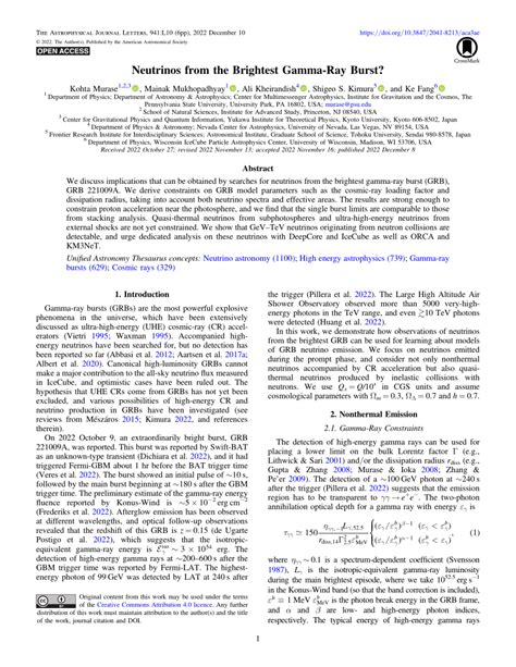 PDF Neutrinos From The Brightest Gamma Ray Burst