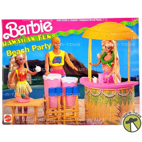 Barbie Hawaiian Fun Beach Party Playset 1990 Mattel 7230 Nrfb