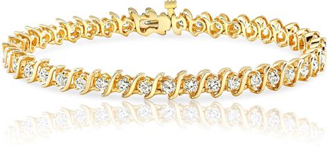 14k Yellow Gold S Link Diamond Tennis Link Bracelet 4 Cttw