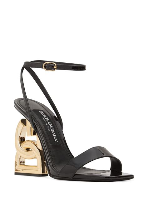 Dolce And Gabbana 105mm Keira Patent Leather Sandals In Black Modesens