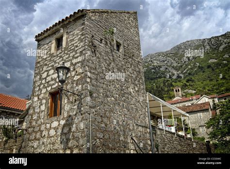 Facade Of A Stone House Town Of Risan The Bay Of Kotor Montenegro