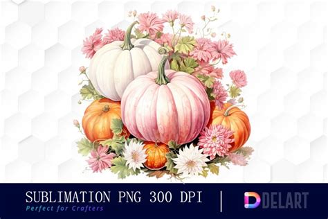 Watercolor Retro Pumpkin Patch Clipart, PNG Set