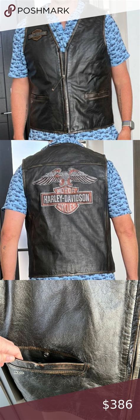 Harley Davidson Men S Eagle Distressed Leather Vest Motor Harley Davidson Cycles Harley