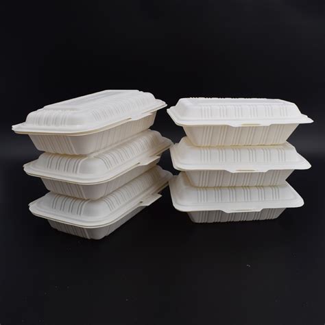 Eco Friendly Disposable Food Grade Corn Starch Clamshell Design Box