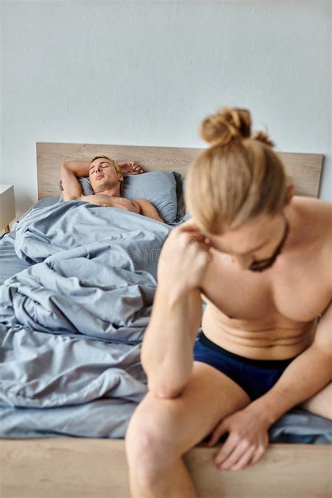 Frustrated Bearded Gay Man Sitting With Stock Photo Image Of