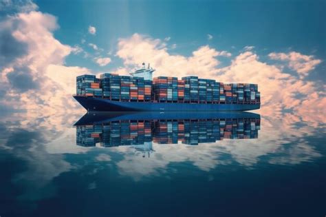 Premium Ai Image Business Logistics Concept Container Ship At Sea