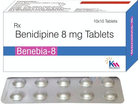 Benebia 8 Tablets BENIDIPINE 8MG TABLETS 10 X 10 Prescription At Rs