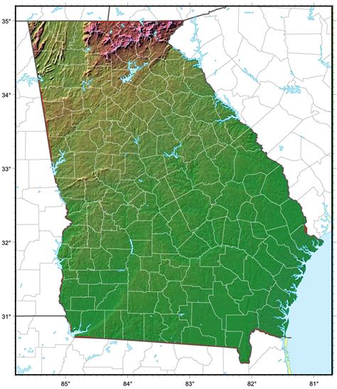 Georgia Relief Map Mapsof Net