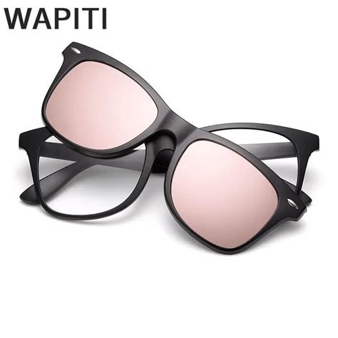 Wapiti 2018 Women Square Magnetic Type Clip On Polarized Sunglass