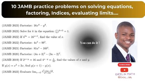 JAMB 2024 Practice Problems On Solving Equations Indices Factoring