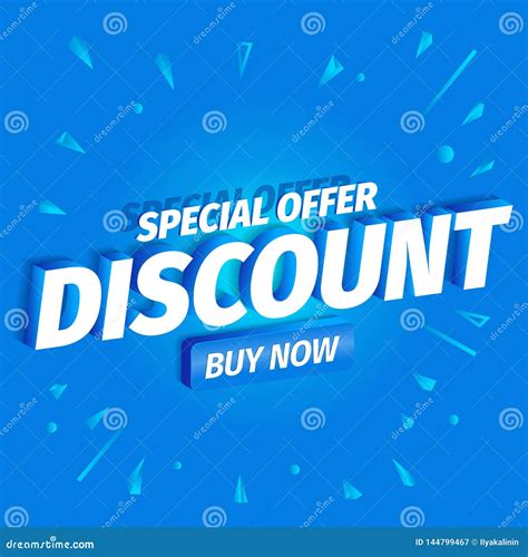 Discount 3d Letters On A Blue Background Advertising Promotion Poster